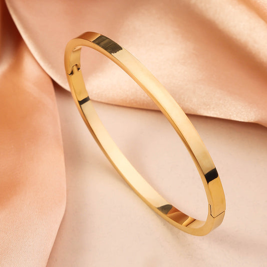 3 Pc - Open Buckle Stainless Steel Bracelet - Golden (Unit Price - 102)