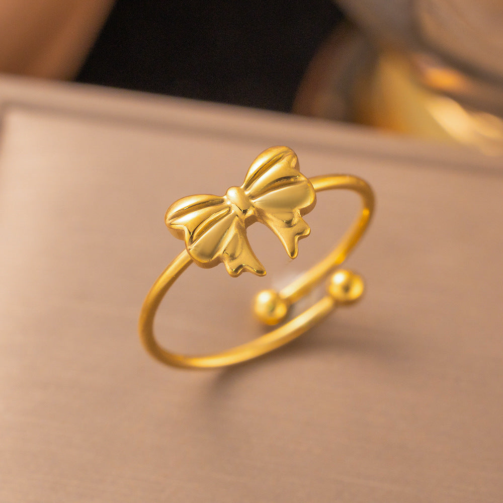 3 Pc - Anti Tarnish Bow ring gold (1 Pc Price - 60)