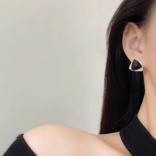 6 Set - Light luxury geometric rhinestone triangle earrings  (1 Set price - 26)