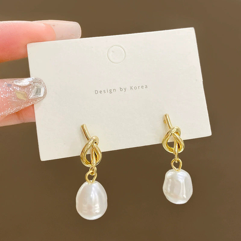 6 Pairs - South Korea Knot Pearl French Elegant Earrings (1 Pair Price - 18)