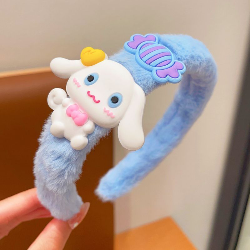 6 Pc - Children's Cartoon Plush Hair Hoop Little Girl Hairband (Mix Color)  (1 Pc Price - 31)