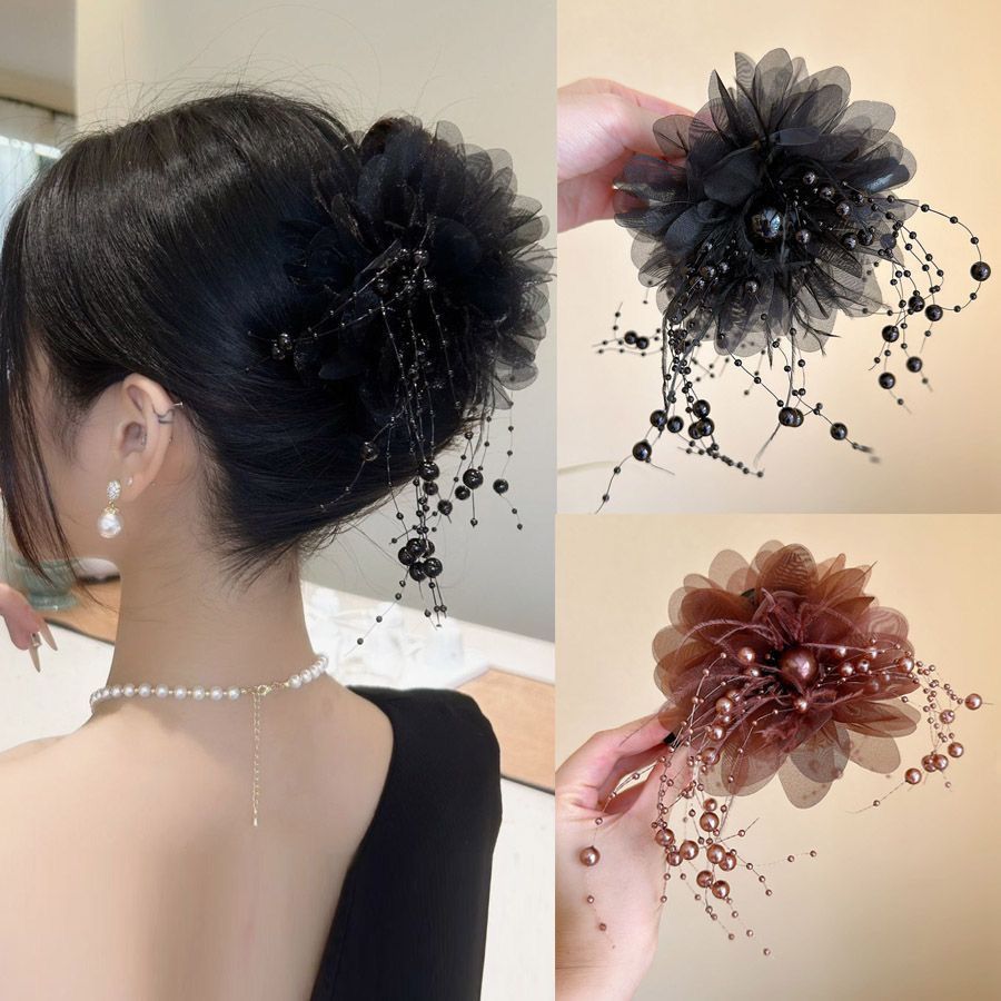 6 Pc - Autumn and Winter New Bead Tassel Grab Clip (Mix Color) (Unit Price - 35)