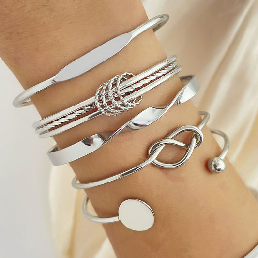 6 Set - 5 piece set Style1 Bracelet - Silver (1 Set Price - 64)