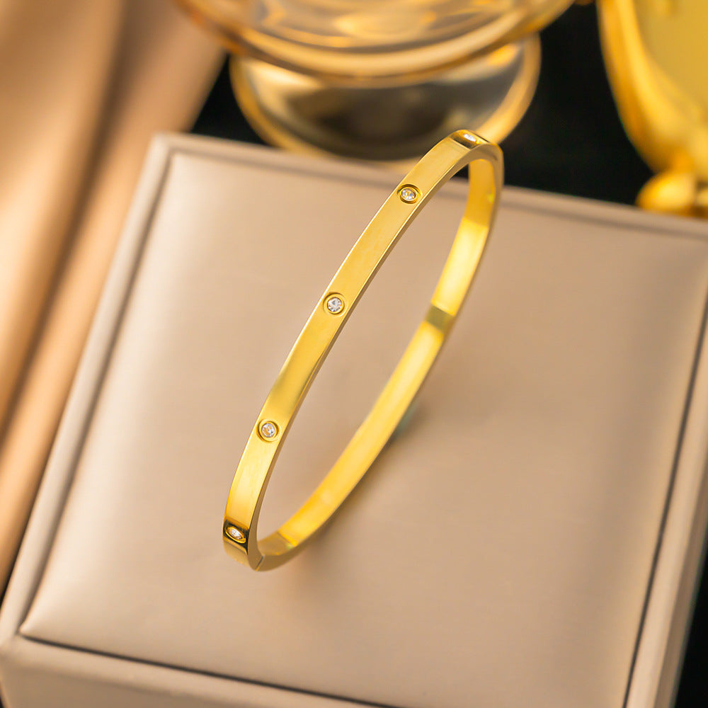 3 Pc - Anti Tarnish Single diamond bracelet gold (1 Pc Price - 113)