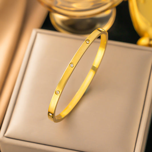 3 Pc - Anti Tarnish Single diamond bracelet gold (1 Pc Price - 113)