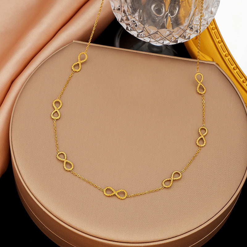 3 Pc - Anti Tarnish 7 numbers 8 necklace  - gold (1 Pc Price - 138)