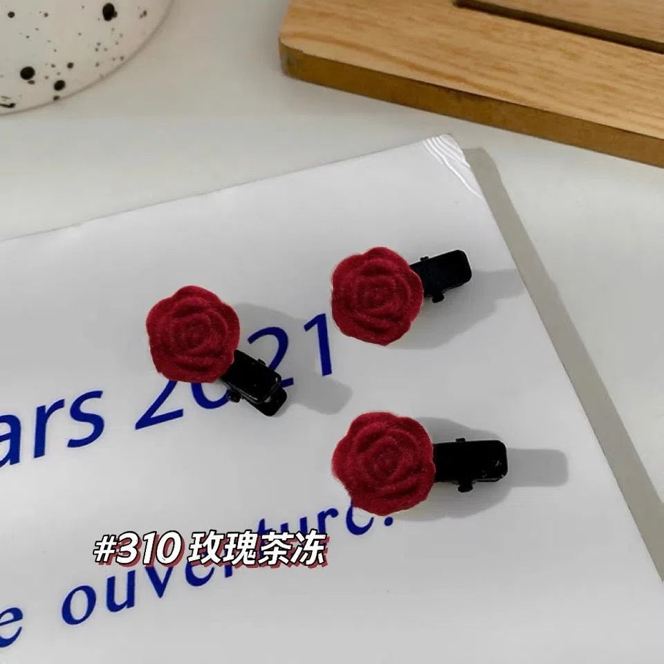 10 Pc - Red velvet Camellia hairpin opp packing (1 Pc Price - 5)