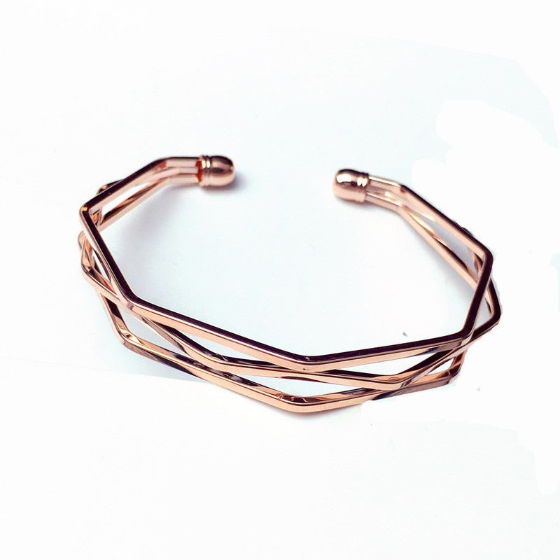 6 Set - Three-layer open bracelet - Rose Golden (Unit price 20)