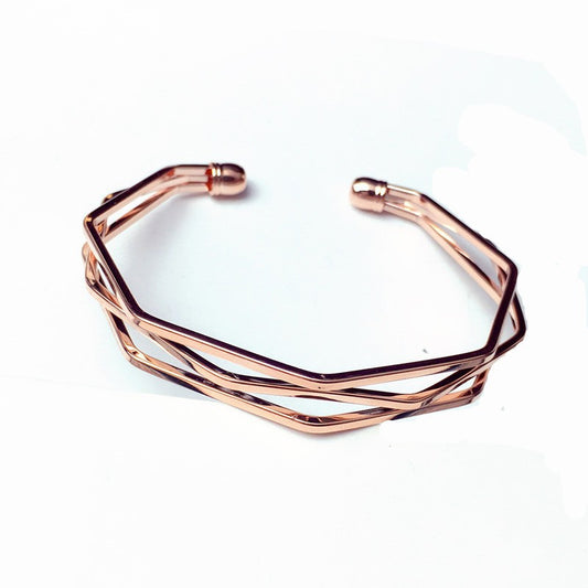 6 Set - Three-layer open bracelet - Rose Golden (Unit price 20)