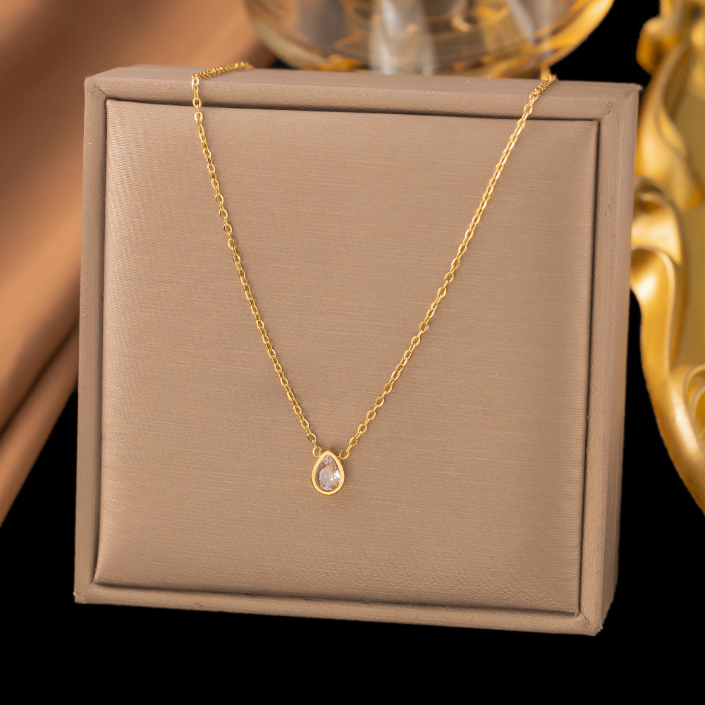 3 Pc - Anti Tarnish Diamond drop necklace gold (1 Pc Price - 67)