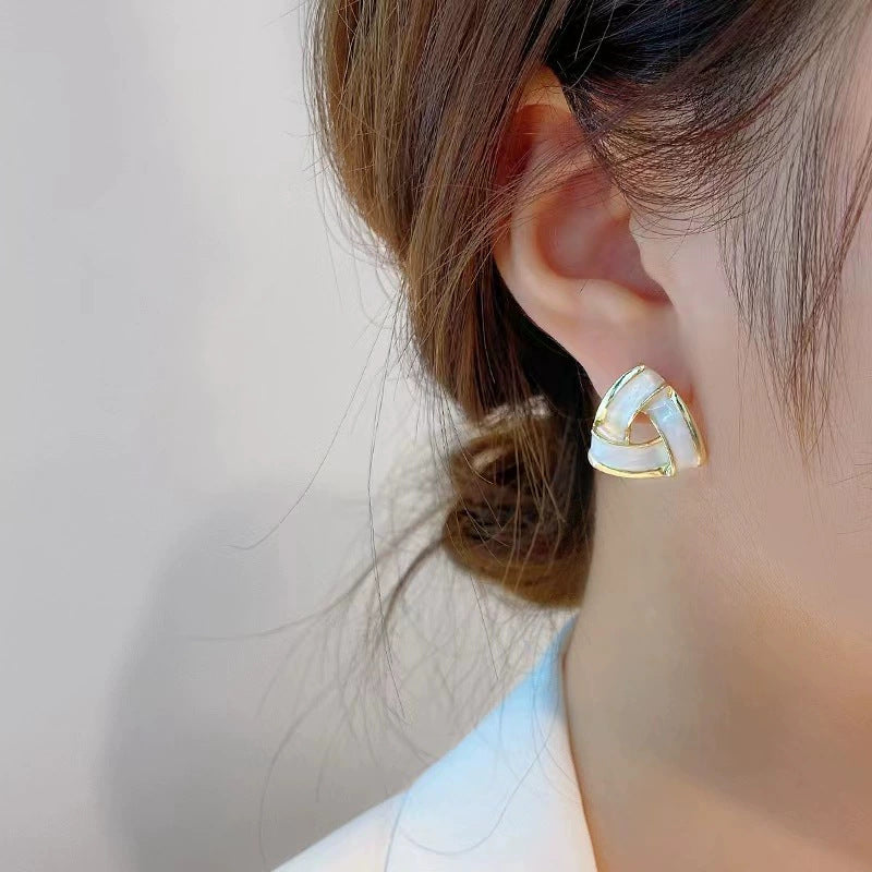 6 Pairs - Triangular Interlaced Earrings (1 Pair Price - 18)