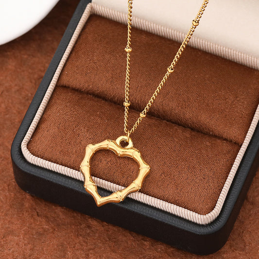 3 Pc - Hollow Heart Necklace - Golden (Unit Price - 98)