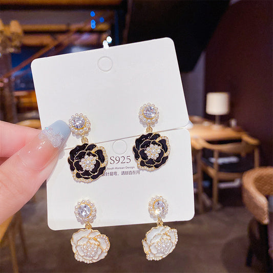 6 Set - Hanging camellia earrings (Mix Color) (Unit price 39)