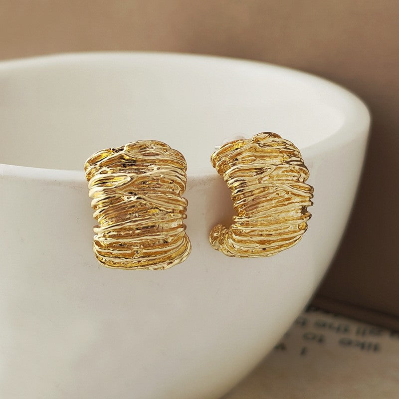 6 Set - Irregular metal pleated earrings - Golden (1 Set price - 22)