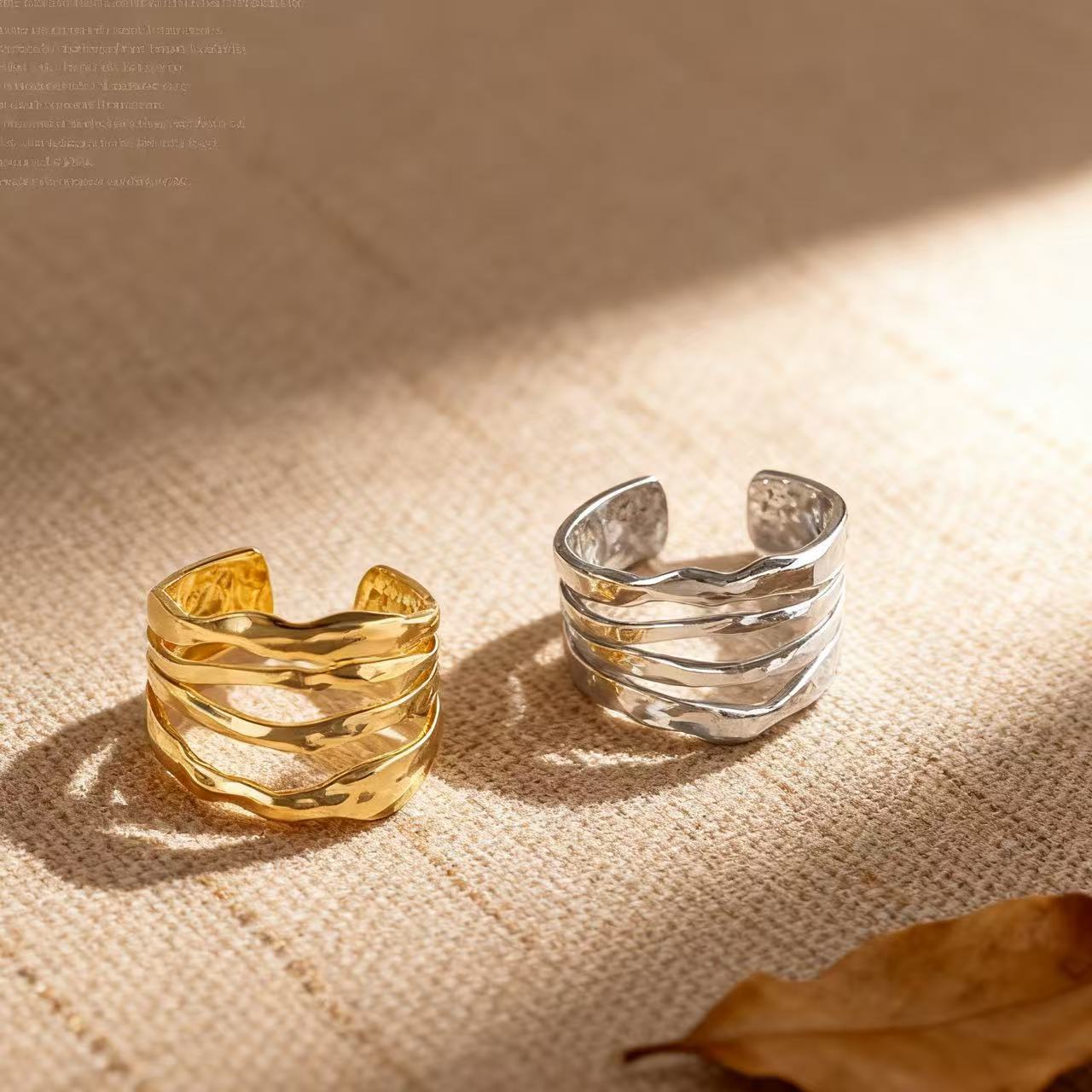 3 Pc - Anti Tarnish Four-layer irregular ring gold (1 Pc Price - 46)