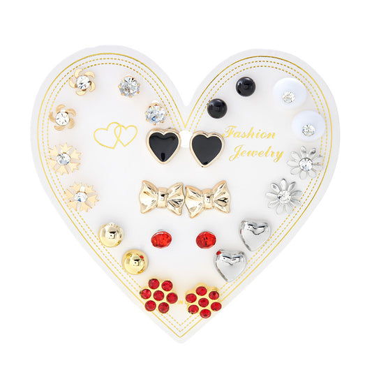 New monthly 12 pairs card-mounted earrings set - D20