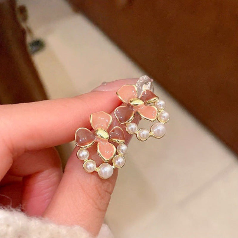 6 Pairs - Drop Glaze Gardenia Earrings (Mix Color) (1 Pair Price - 31)