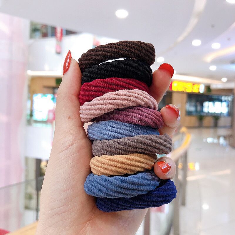50 Pc - Korean Style Simple Hair Tie Towel Ring Headband - Twill Design (Mix Color in OPP bag) (Unit Price 1.2)