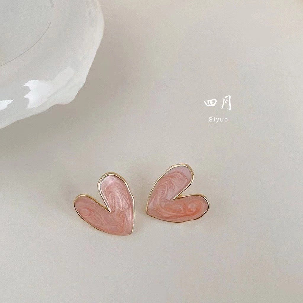 6 Set - French heart earrings (Mix color) (Unit price 21)