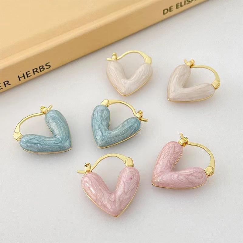 6 Set - Heart-shaped earrings - White (1 Set price - 30)
