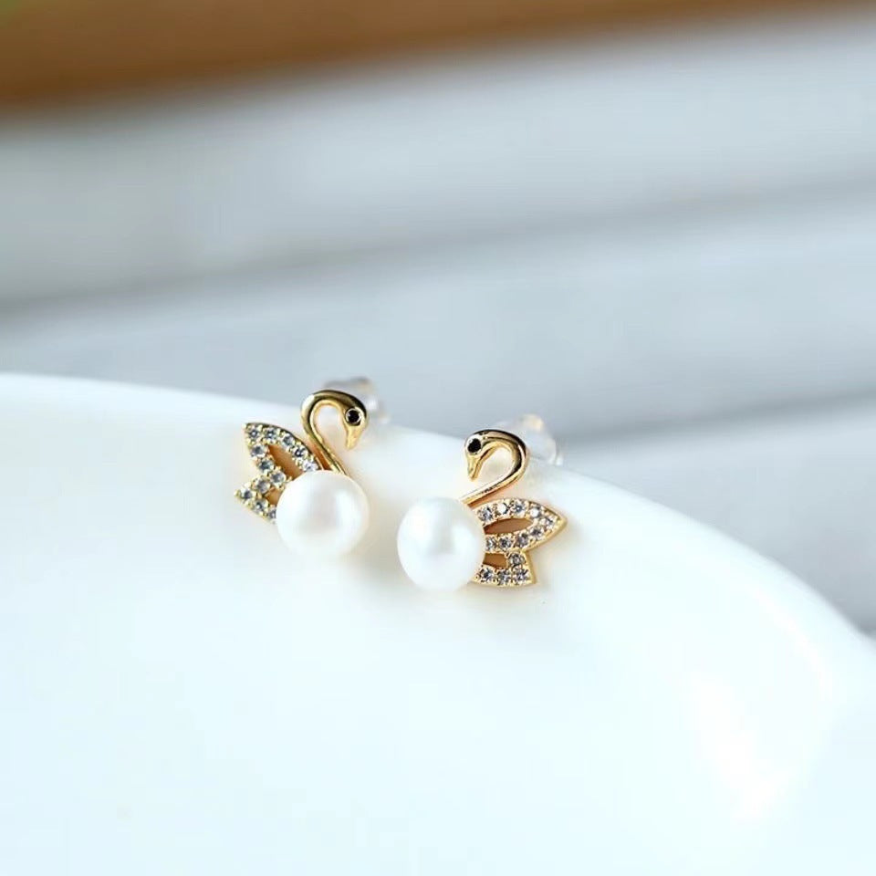 6 Set - Design hollow swan imitation pearl earrings (1 Set price - 23)