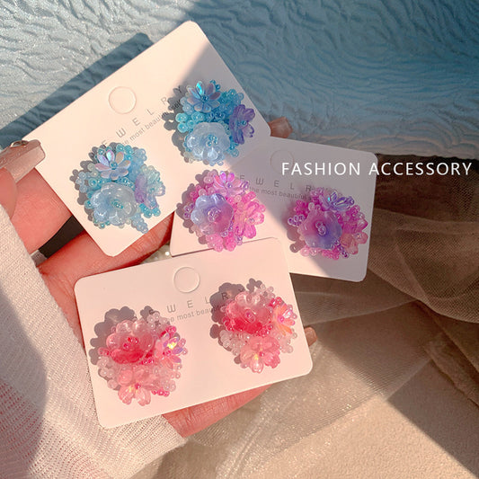 6 Set - Holiday style colorful hydrangea flower earrings (Mix color) (Unit price 88)