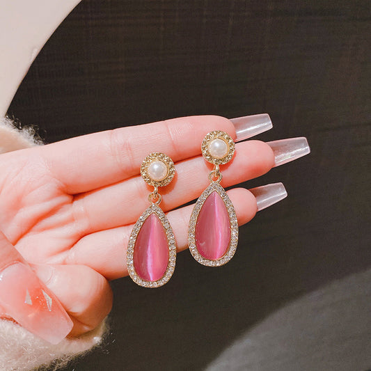 6 Set - Pink colored cat's eye earrings (Unit price 42)