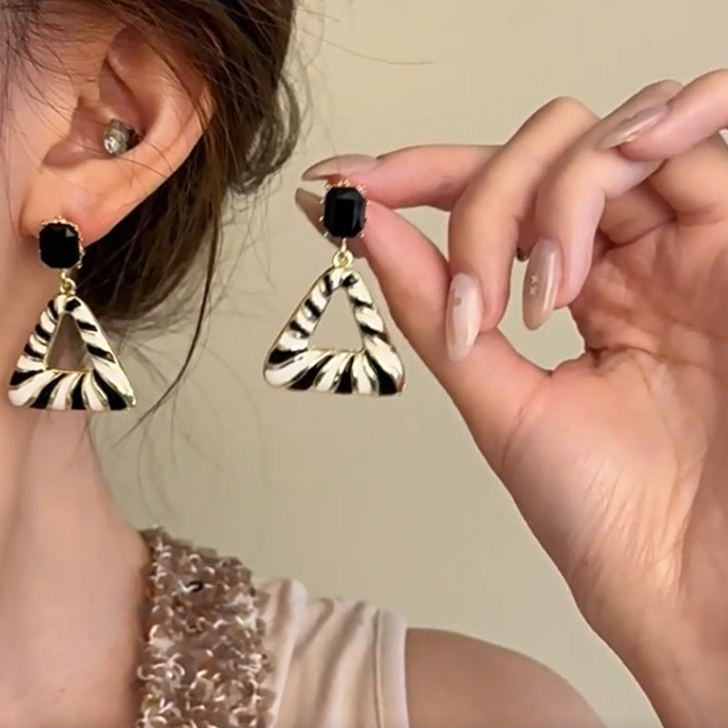 6 Pairs - Black and White Striped Earrings for Women (Mix Design) (1 Pair Price - 30)