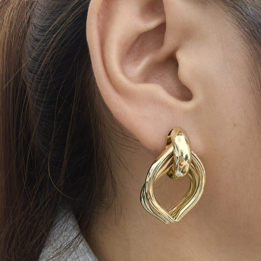 6 Pairs - Multi-Layer Geometric Earrings - Golden (1 Pair Price - 43)