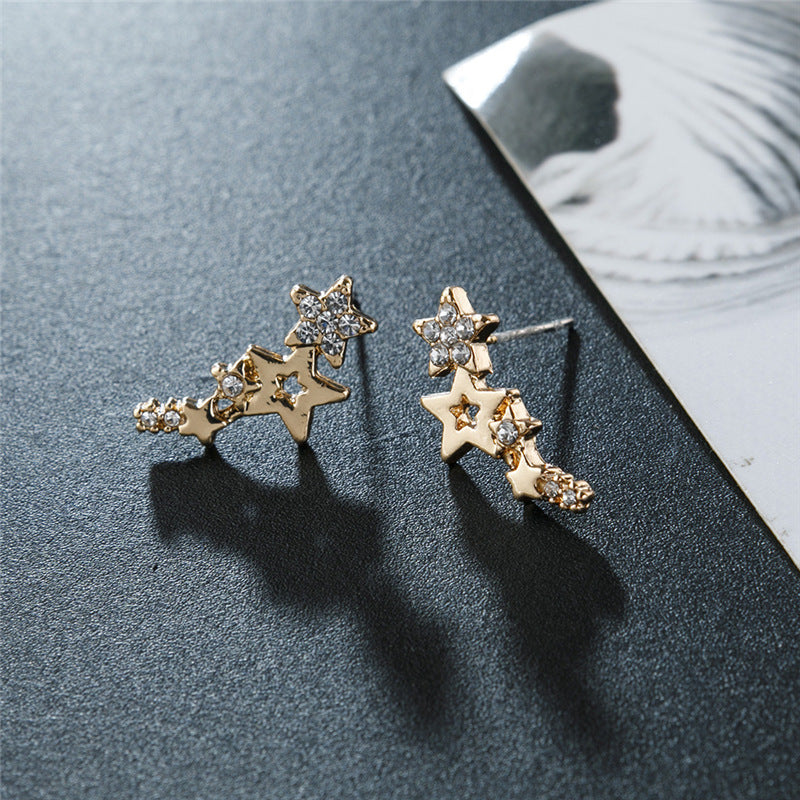 6 Pc - Small zircon star earrings - Golden colour (Unit Price - 21)