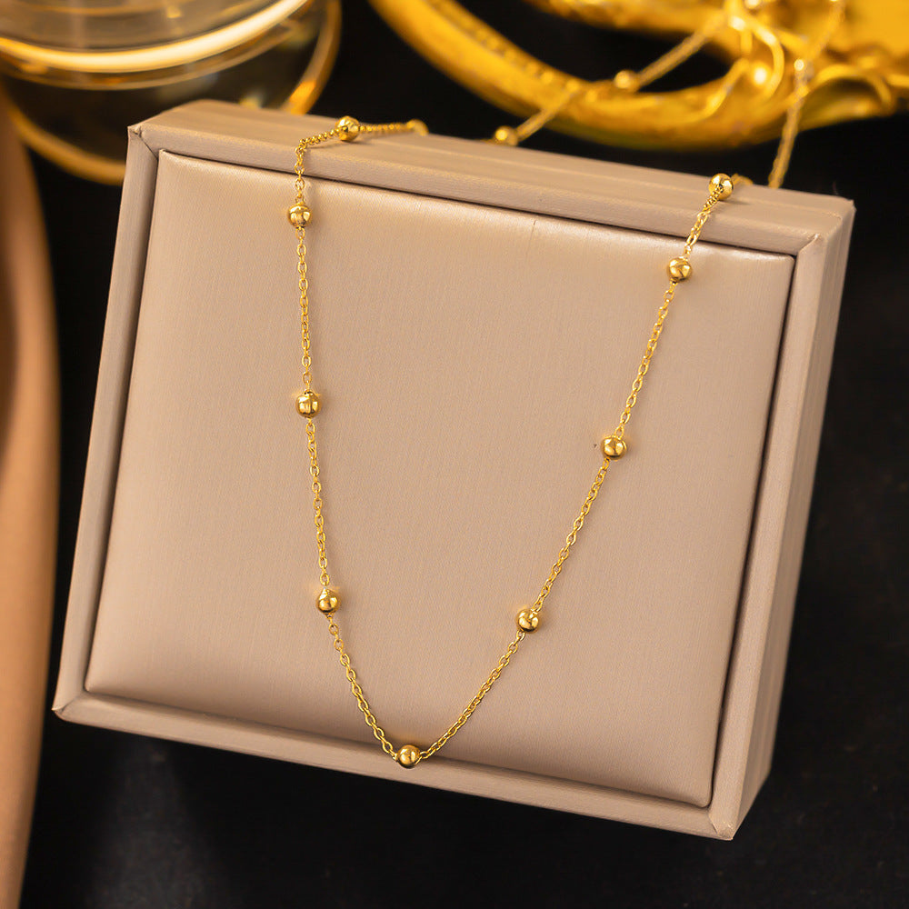 3 Pc - Anti Tarnish Ball bead chain necklace gold (1 Pc Price - 55)