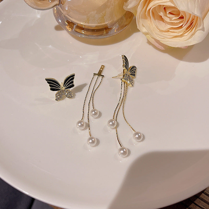 6 Pairs - Korean New Black Butterfly Earrings (1 Pair Price - 54)