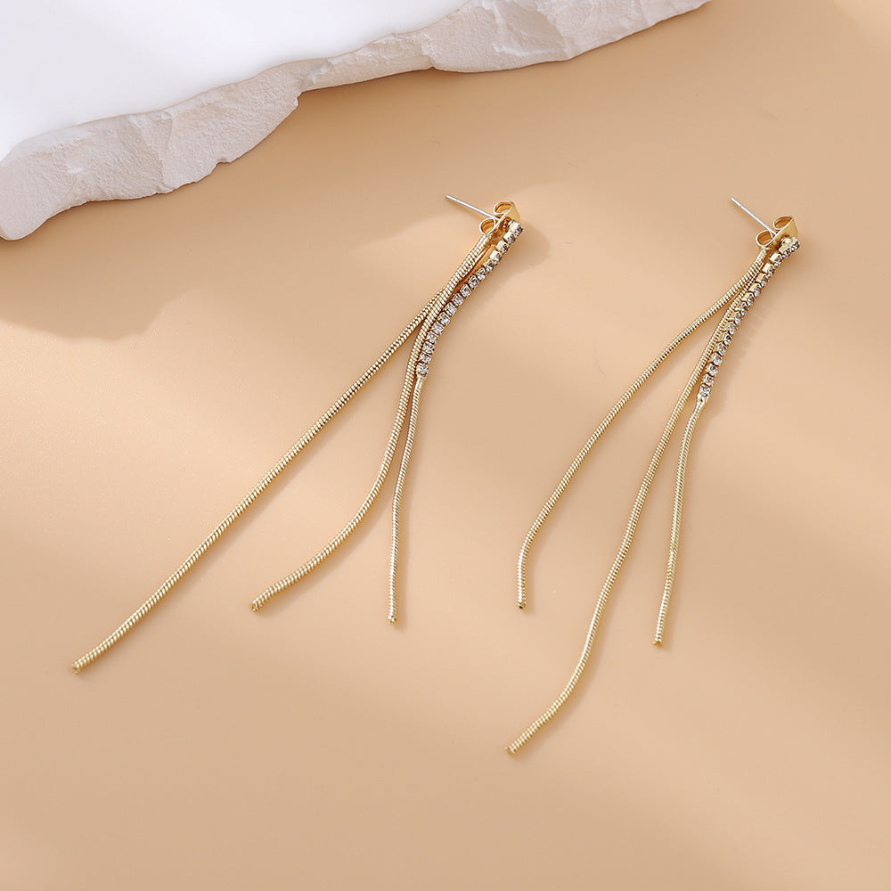 6 Pc - High-grade slim long earrings - Golden (Unit Price - 43)