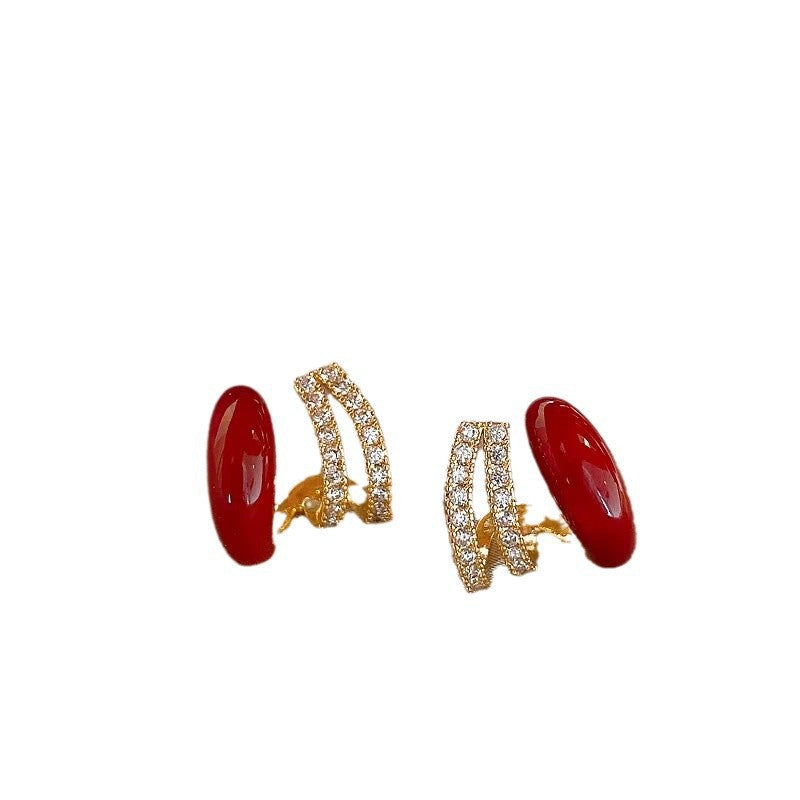 6 Set - Ankola red retro diamond-studded earrings (Unit price 31)