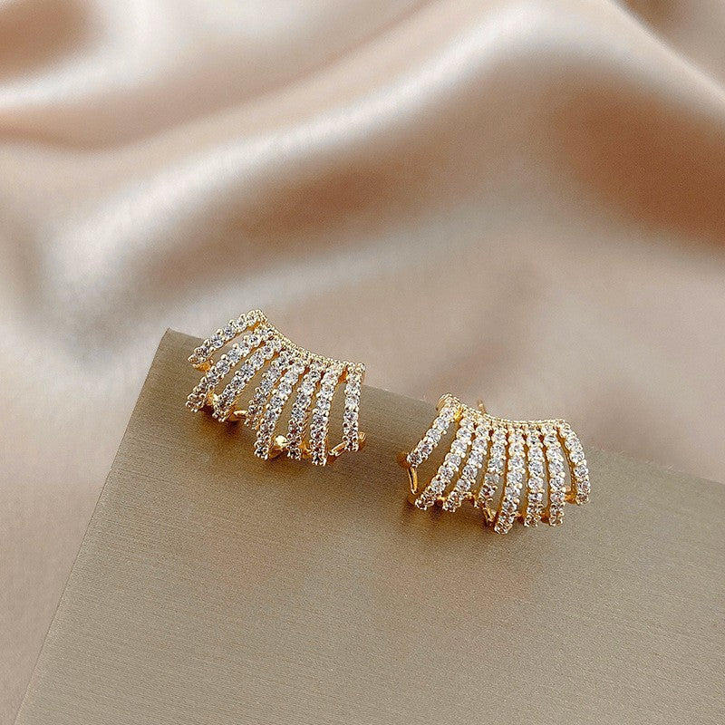 6 Pairs - Full Diamond Stud Earrings (1 Pair Price - 41)