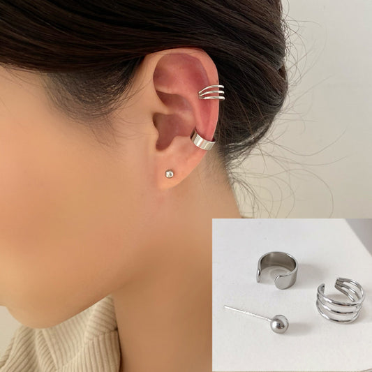 6 Set - Super fairy earclip earring - Silver (Unit price 15)