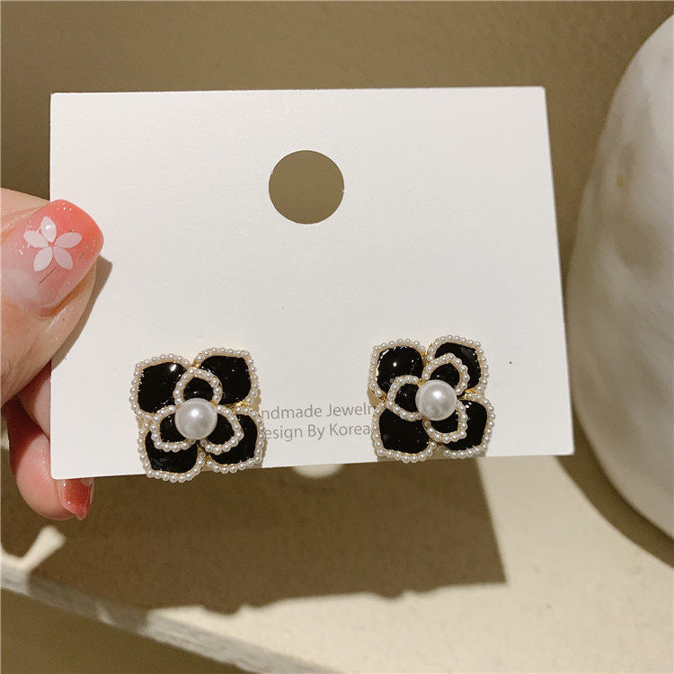 6 Set - Korean French retro pearl camellia earring (Mix color) (Unit price 33)