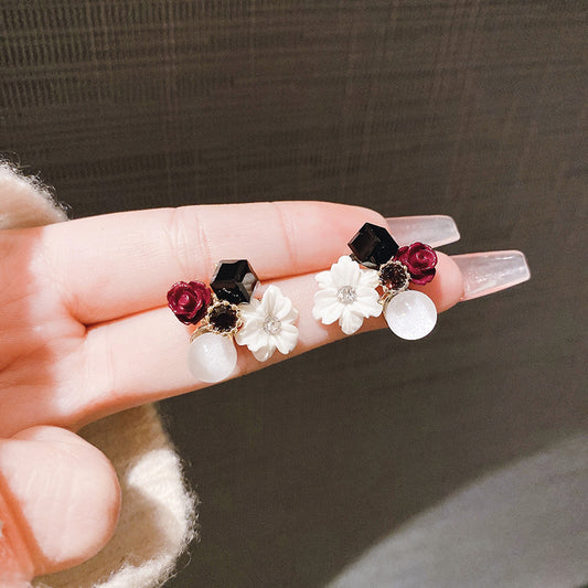 6 Set - Maple rhyme retro purple zircon flower earrings - Multicolor (1 Set price - 35)