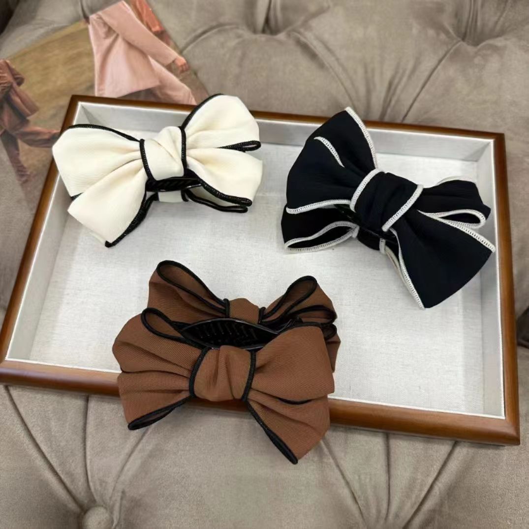 3 Pc - New Korean-style Double-sided Bow Grab Clip (Mix Color) (1 Pc Price - 38)