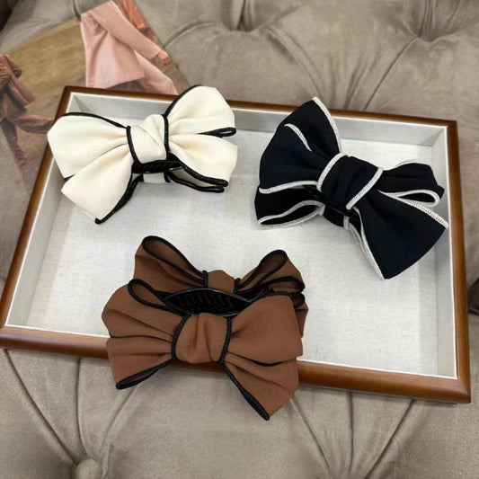 3 Pc - New Korean-style Double-sided Bow Grab Clip (Mix Color) (1 Pc Price - 38)