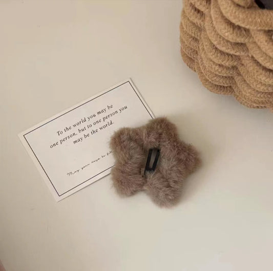 3 Pc - Furry star BB clip - Milk Coffee (Unit Price - 6)