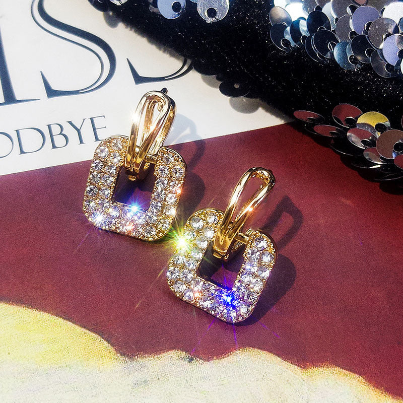 6 Pairs - Square Full Diamond Earrings (1 Pair Price - 21)