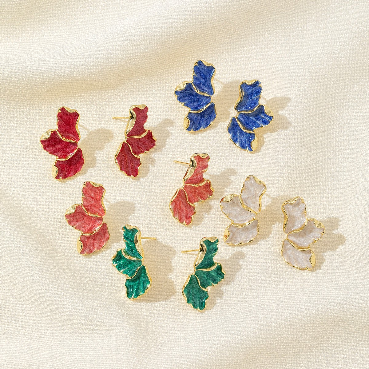 6 Pairs - Korean Style Forest Design Maple Leaf Flower Earrings (1 Pair Price - 26)
