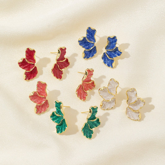 6 Pairs - Korean Style Forest Design Maple Leaf Flower Earrings (1 Pair Price - 26)