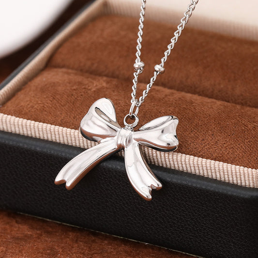 3 Pc - Big Bow Necklace - Silver (Unit Price - 82)