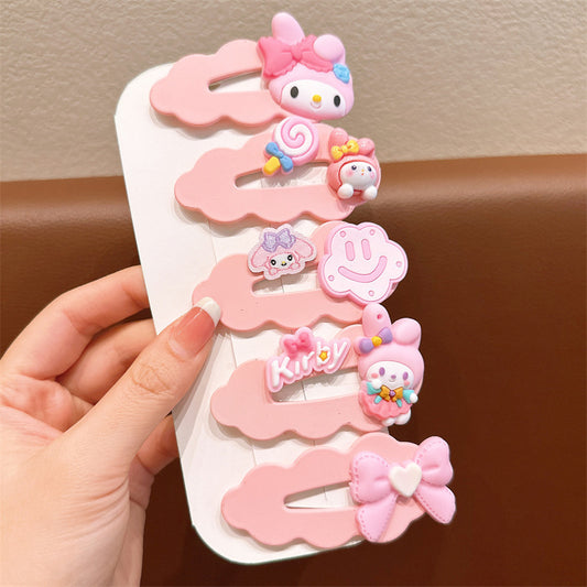 Cute Melody Cartoon Hairpin Set - Design 1 (5 pc set card packing)