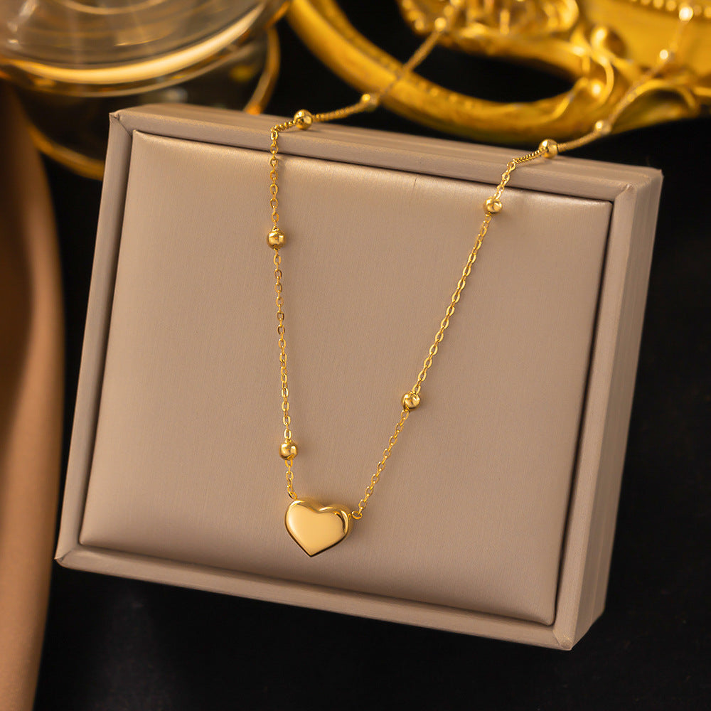 3 Pc - Anti Tarnish Heart-shaped necklace gold (1 Pc Price - 83)