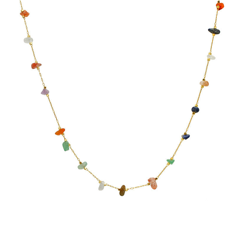 6 Pc - Colorful Irregular Raw Stone Necklace (Unit Price - 55)