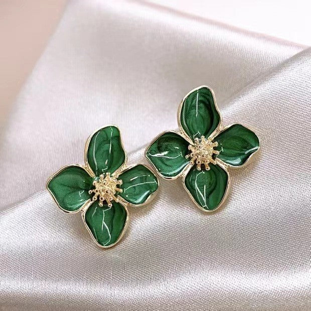 6 Pairs - Trendy and Personalized Four-Leaf Clover Oil Drop Earrings (Mix Color) (1 Pair Price - 21)