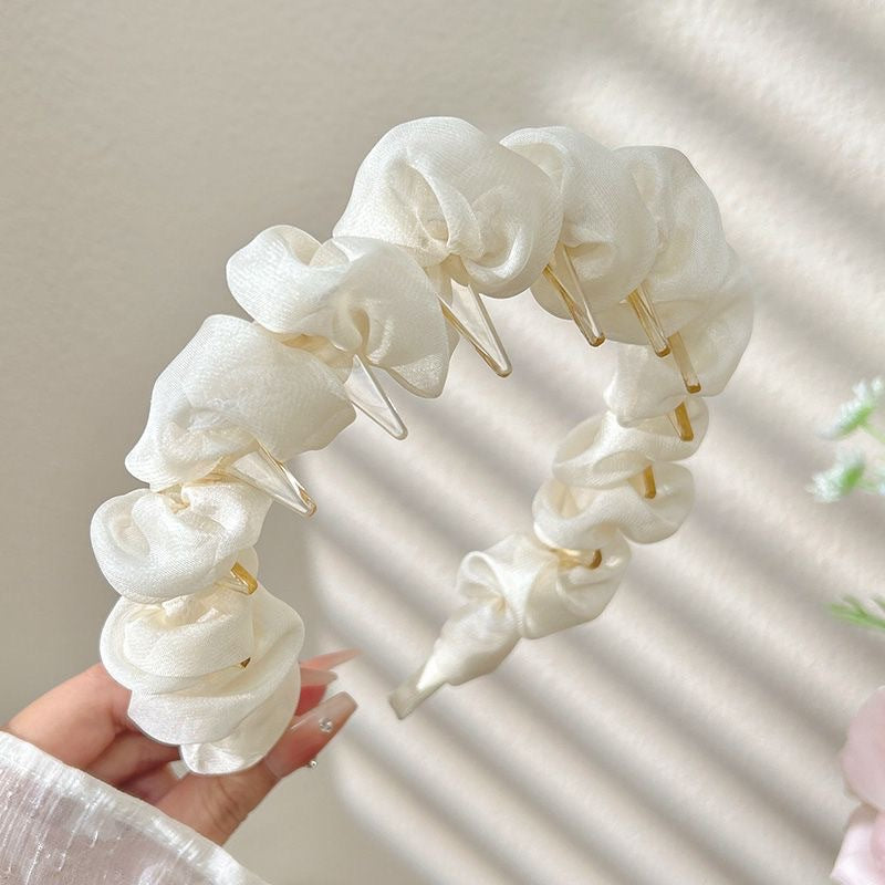 6 Pc - French Retro Pleated Bubble Wave Headband for Women (Mix Color) (Unit Price - 37)